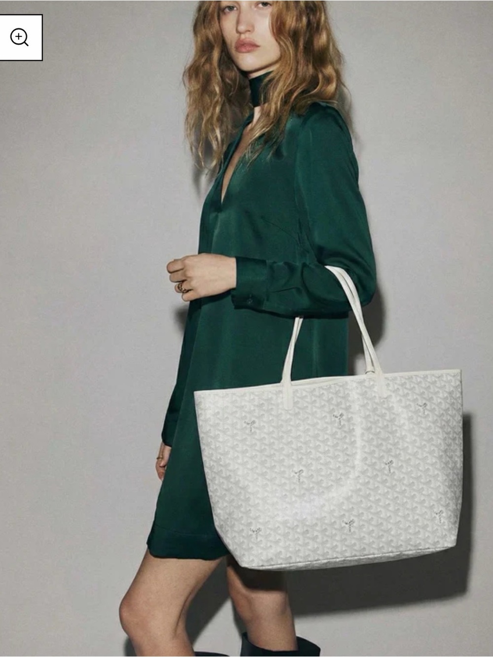 Goyard White & Cream Goyardine Canvas and Chevroches Saint Louis PM Tote